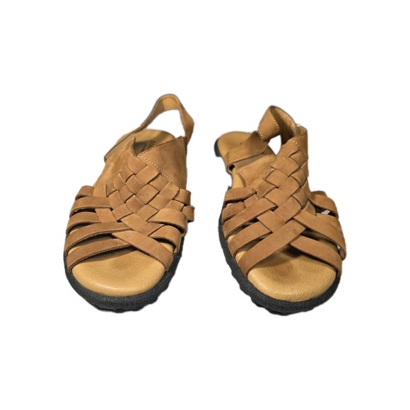 Sonoma HOLLYโ Woven Tan Nubuck Leather Sandals Women's Size 9 Slip-On Slingback - Picture 2 of 8